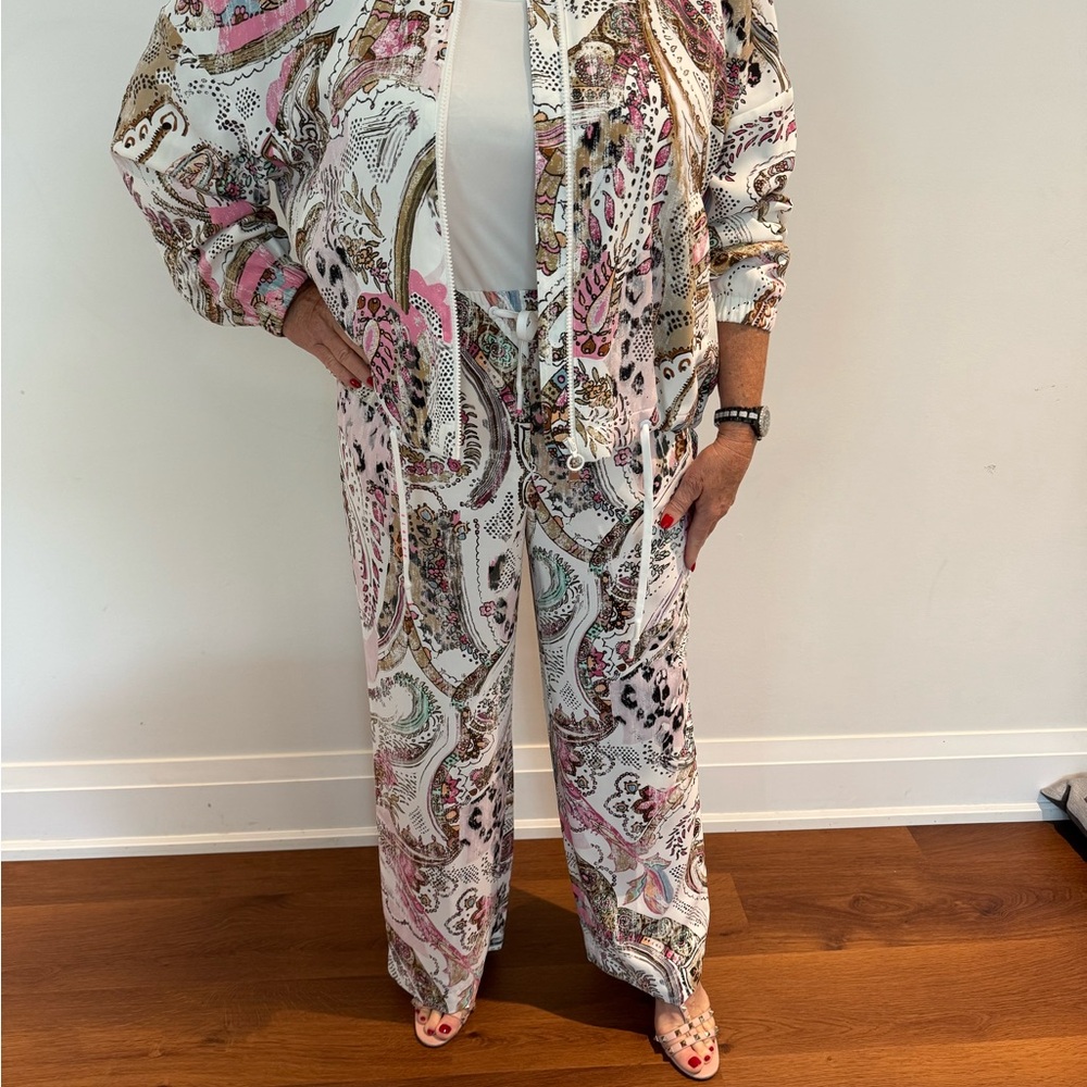 Marc Cain Pink and White Track Pants & Joggers. Never worn
